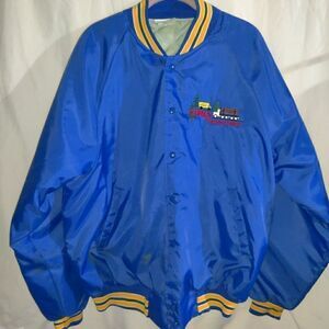 Hartwell Vintage Bomber Jacket Size: Large Blue With Curls Transportation USA. H